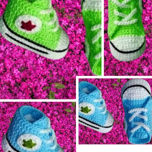 Modèle chaussettes bottines nike  au crochet pour bébé .pattern,tutoriels en français,anglais format pdf