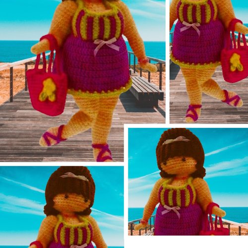 Amigurumi,modèle petite poupée « petite dame de plage « crochet .pattern,tutoriels en anglais format pdf