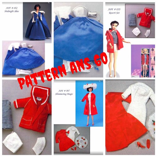 Petite livre vintage couture ,3modeles vêtements poupée barbie en couture .pattern,tutoriels vintage anglais ans 50-60 ,format pdf