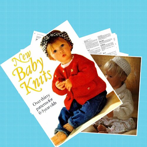 Grande magasine vintage en format pdf.modeles vêtements en tricot pour bébé 0-3 ans. tutoriels,patterns en anglais