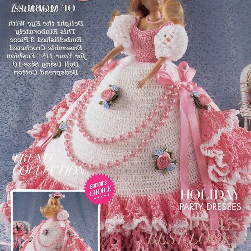 Modèle robe dentelle au crochet pour poupée barbie. tutoriels fabrication  en anglais format pdf - Un grand marché