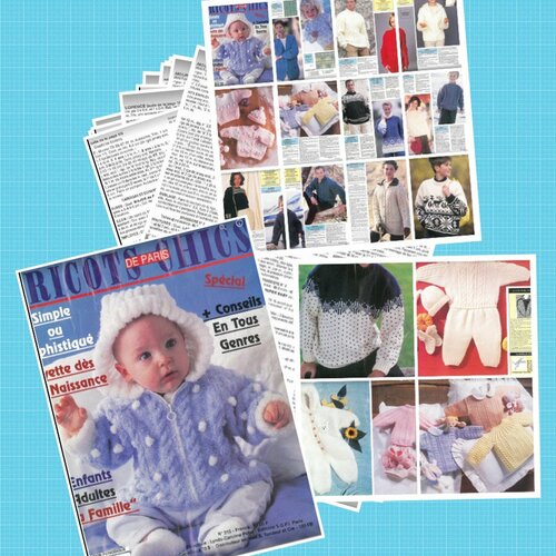 Magazine  «tricots chics de paris  »en format pdf.modèles lauette , pour bébé,famille,en tricot.patrons, tutoriels en français