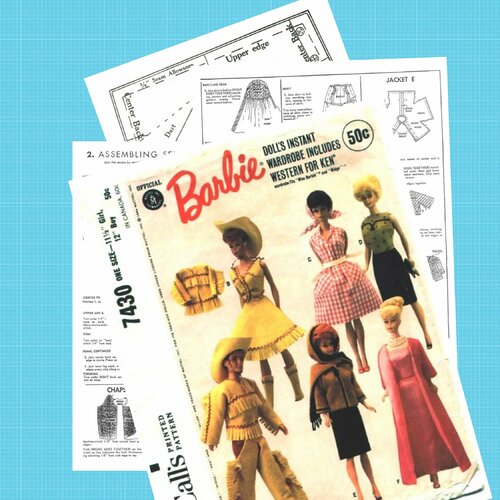 Magazine livre vintage ans 60 en format pdf.modeles vêtements barbie pour couture.patterns anglais en format pdf