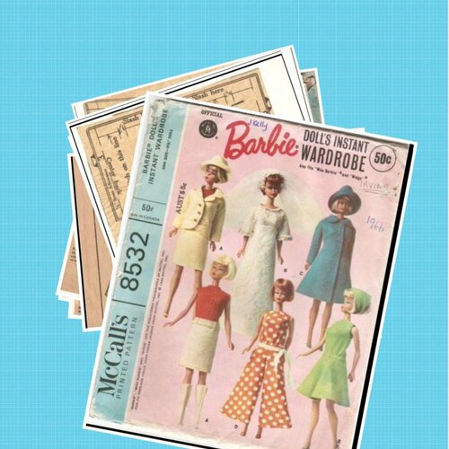 Offre spéciale:livre vintage couture ,5 modelés barbie en couture .pattern,tutoriels  anglais ans 50-60,pdf