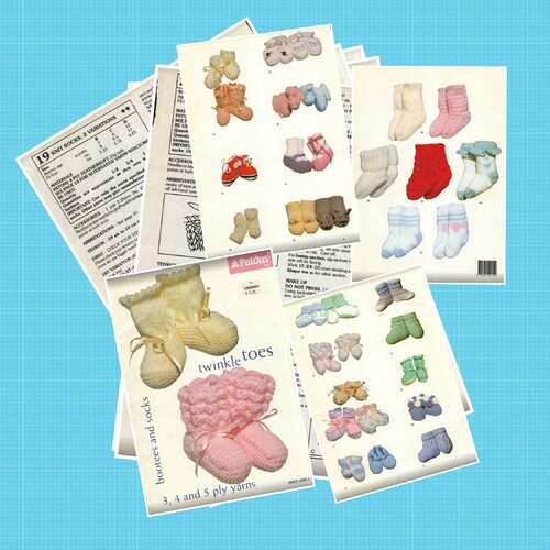 Grande magazine vintage en format pdf,modèles chaussons ,bottines,chaussettes  en tricot pour bébé pattern,tutoriels anglais.