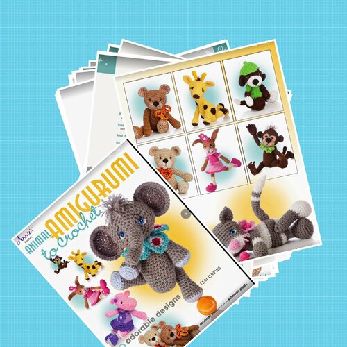 Magazine format pdf,8modèles animaux au crochet .pattern , tutoriels en pdf anglais + légende symbole anglaise française