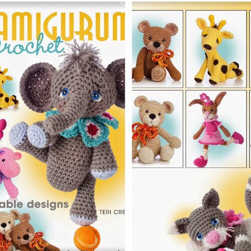 Magazine format pdf,8modèles animaux au crochet .pattern , tutoriels en pdf anglais + légende symbole anglaise française