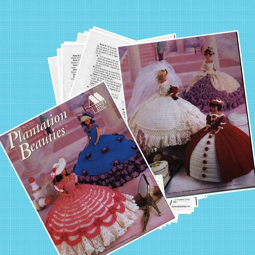 Magazine vintage anglais,modèles robe et accessoires chic au crochet pour barbie.pattern,tutoriels,pdf anglais.