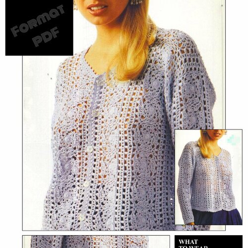 Modèle vintage, chic gilet dentelle au crochet pour femme.pattern tutoriels français en format pdf
