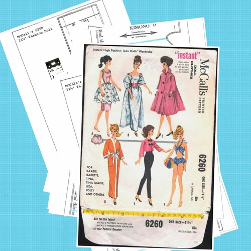 Magazine livre vintage ans 60 en format pdf.modeles vêtements pour poupée,couture.patterns anglais en format pdf