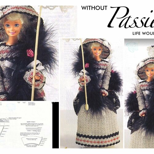 Modèles robe et accessoires mariage ,dentelle au crochet pour barbie.pattern tutoriels français en format pdf