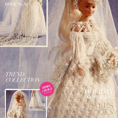 Modèles chic robe et accessoires de mariage  au crochet pour barbie.patron tutoriels français en format pdf