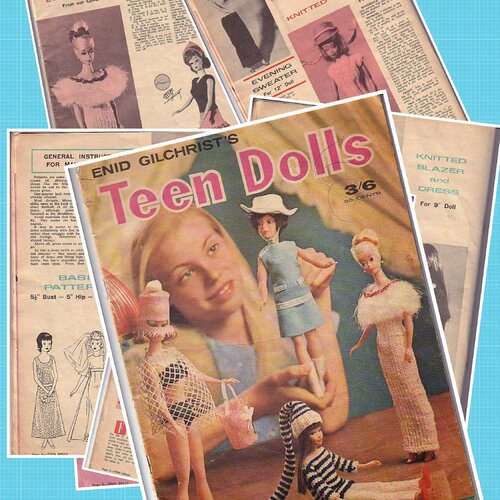 Magazine vintage anglais,modèles vêtements au crochet,tricot et couture pour barbie  ,poupées.pattern,tutoriels,pdf anglais.