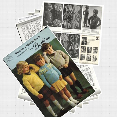 Livre vintage ans 60 modes préscolaires en format pdf,tricot .patrons, tutoriels en français.