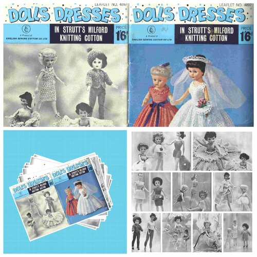 Magazine vintage anglais,10 modèles robe et accessoires chic au crochet pour poupée .pattern,tutoriels,pdf anglais.