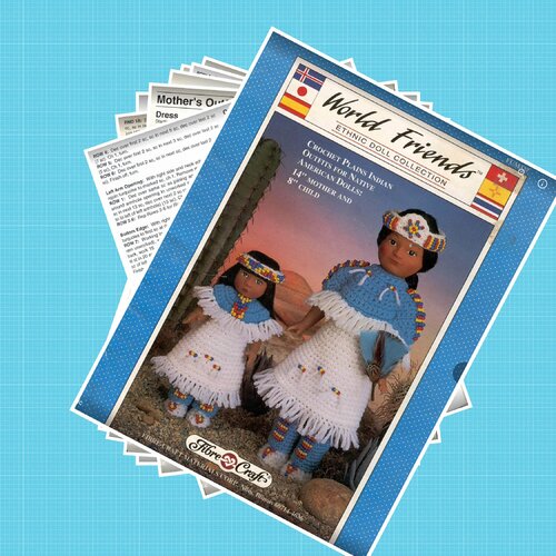 Petite livre  vintage ans 80.modèles chic costumes indiens au crochet pour poupée.patterns,tutoriels anglais format pdf