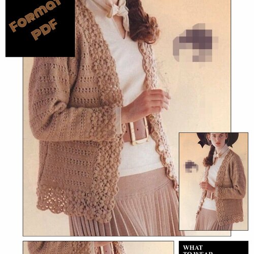 Modèle vintage, chic gilet dentelle au crochet pour femme.pattern tutoriels français en format pdf