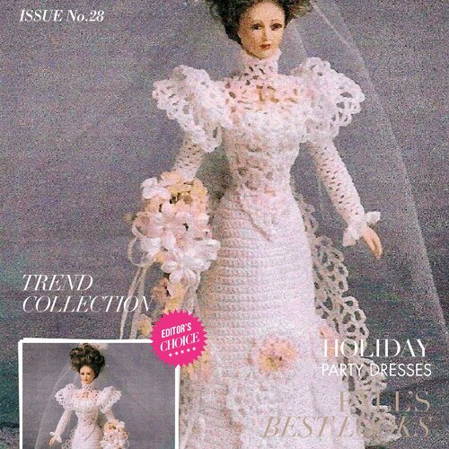 Modèles robe et accessoires mariage ,dentelle au crochet pour barbie. tutoriels anglais  en format pdf