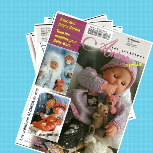 Magazine vintage français andrea en format pdf.modeles vêtements et accessoires en tricot pour poupée.patrons,tutoriels en français
