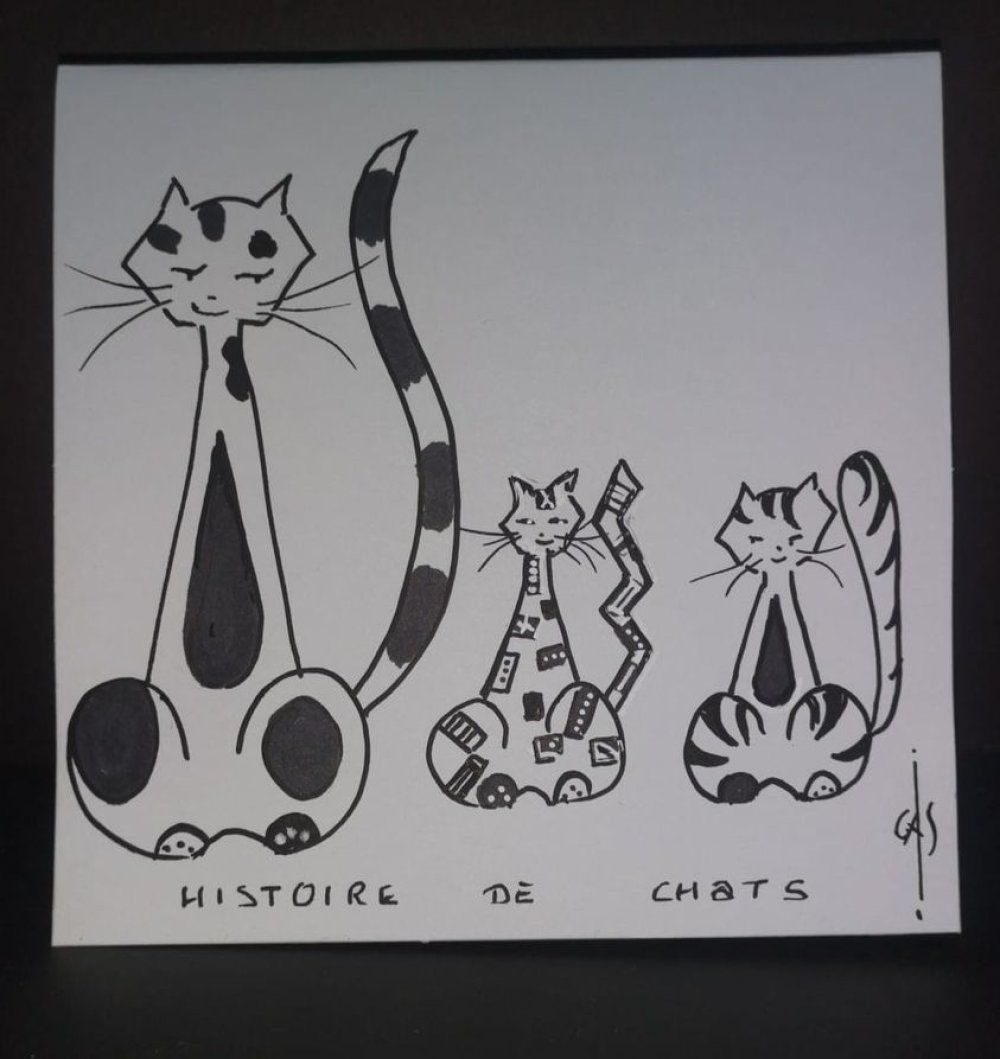 Chat Original Carte Double Unique Histoires De Chats Enveloppe Creation D Artiste Numerotee Made In France Envoi Gratuit Un Grand Marche