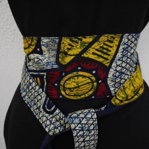 Ceinture style obi ceinture japonaise faite en wax africain - coton doublé lin