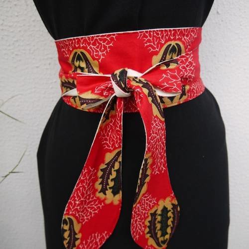 Ceinture style obi ceinture japonaise faite en wax africain - coton doublé lin