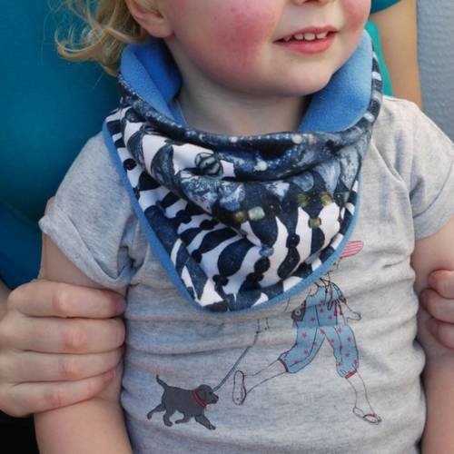 Snood en tricot doublé en polaire enfant garçon-fille Bleu smoking