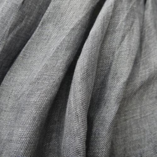 Grand foulard cheche gris en étamine de lin - modèle homme ou femme 