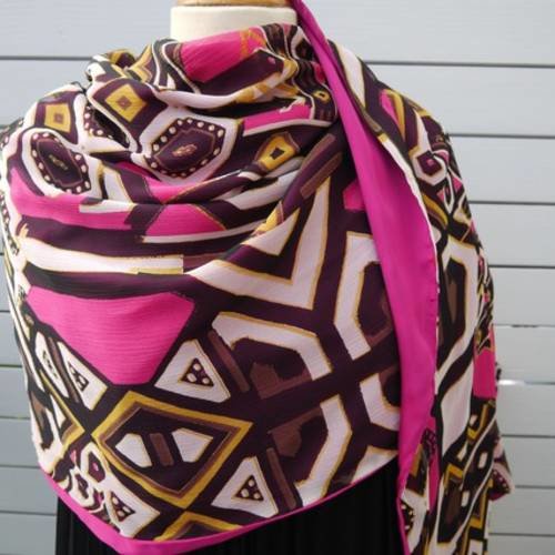 GGNKDL Foulard En Satin Imprimé République Dominicaine Pour Femme