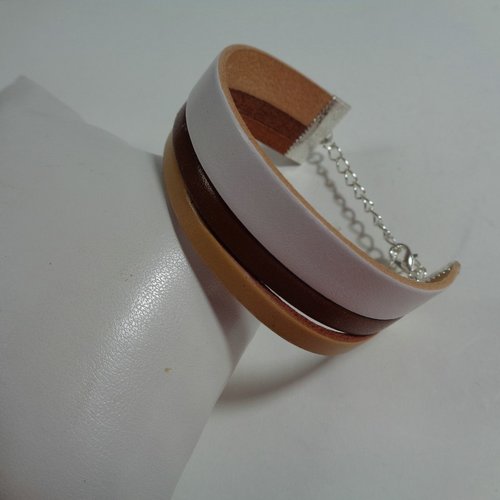 Bracelet cuir tricolore