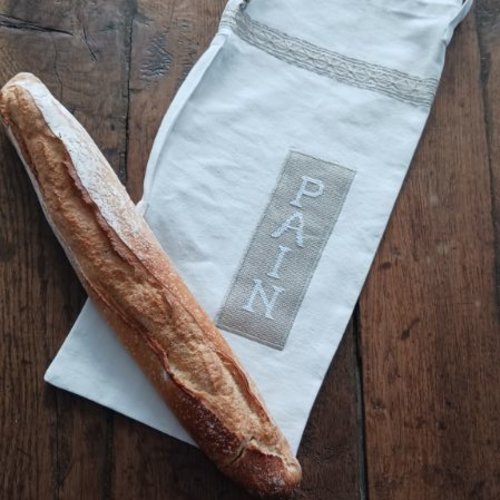 Sac à pain dans drap ancien et dentelle lin
