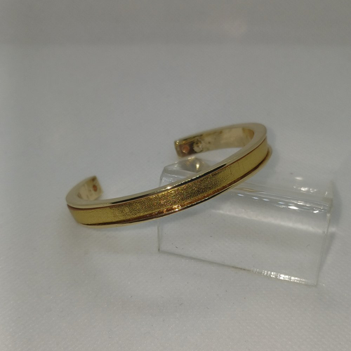 Bracelet manchette en laiton et cuir doré