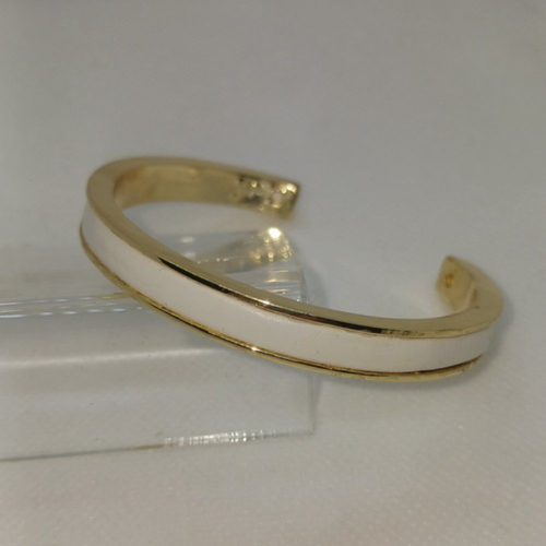 Bracelet manchette en laiton et simili blanc