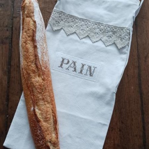 Sac à pain blanc grosse dentelle couleur lin