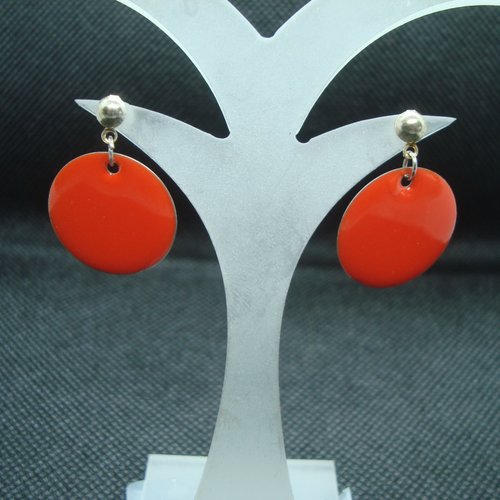 Boucles d'oreilles émaillées rouge