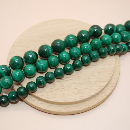 Perle ronde de malachite 8mm grade aa pour création de bijoux vendu a l unite