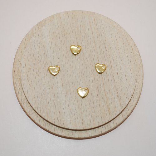 Lot de 4 breloques petits coeurs en acier inoxydable doré pour création de bijoux, mini pendentif coeur doré