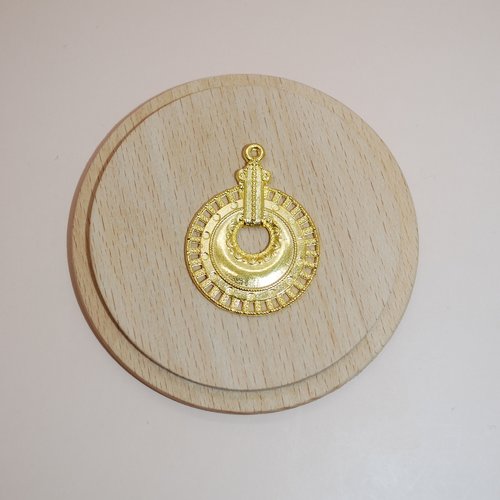 Grand pendentif ethnique doré pour création de bijoux pendoeth05, pendentif mandala