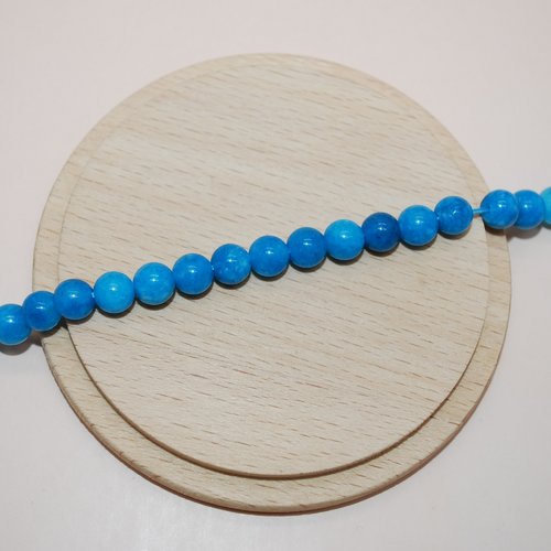 Lot de 5 perles bleues rondes en amazonite 6mm pour création de bijoux, perles turquoises