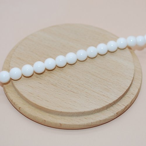 Lot de 5 perles blanches rondes en coquillages 6mm pour création de bijoux, perles coquillages