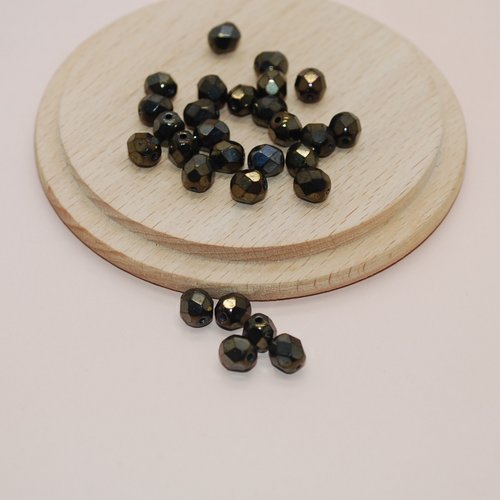 Lot de 20 perles à facettes à reflets en verre tchèque de bohème pour création de bijoux, perles boheme 6mm