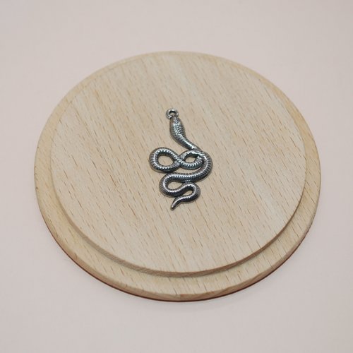 Pendentif serpent en acier inoxydable argent 32mm pour création de bijoux
