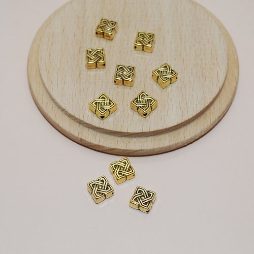 Lot de 10 perles séparatrices noeuds celtiques doré vieilli 10mm pour création de bijoux perdo1004/10mm