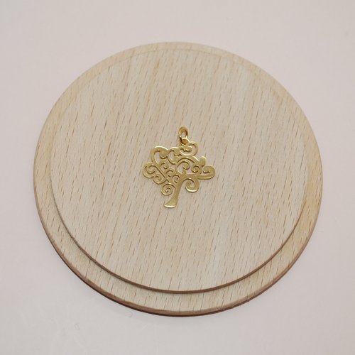 Pendentif arbre de vie en acier inoxydable doré 21mm pour création de bijoux