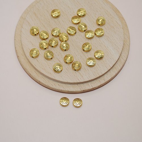 Lot de 10 perles séparateurs coeurs 6mm pour création de bijoux, perles séparatrices doré perdo1007/6mm