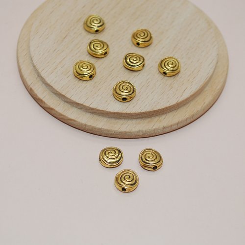 Lot de 10 perles séparatrices dorées 8mm pour création de bijoux, lot perles dorées, perdo/1009/8mm