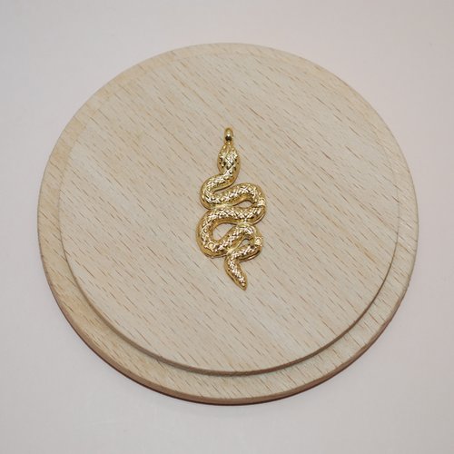 Pendentif serpent en acier inoxydable doré 35mm pour création de bijoux