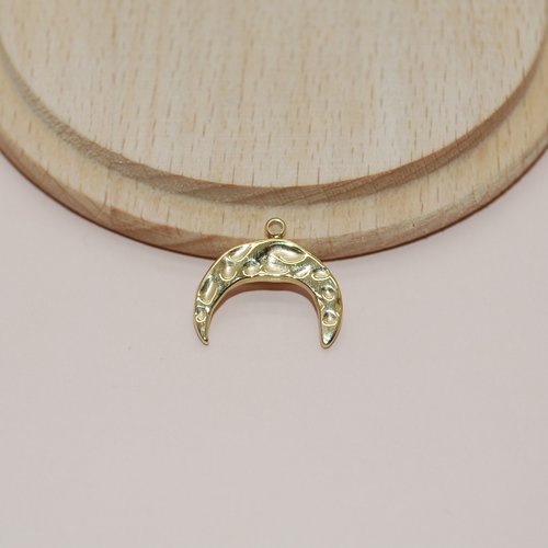 Pendentif corne froissée en acier inoxydable doré pour création de bijoux, pendentif lune doré