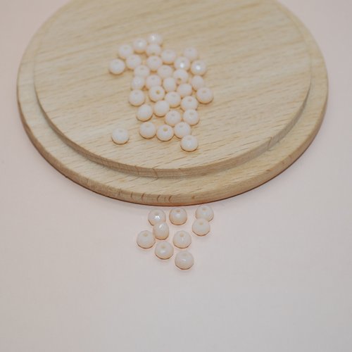 Lot de 10 perles à facettes roses pales en verre 4x3mm pour création de bijoux, perles 4mm