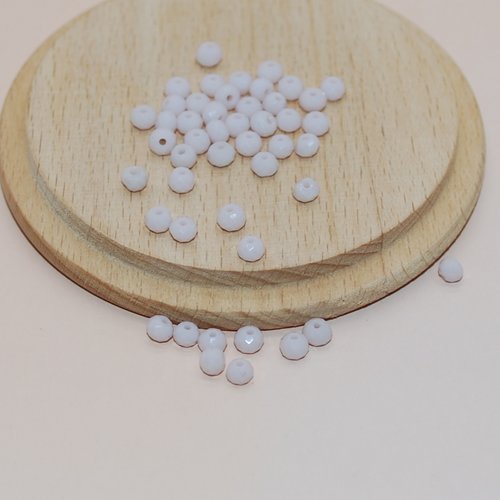 Lot de 20 perles à facettes mauves pâles en verre 4x3mm pour création de bijoux, perles pales 4mm